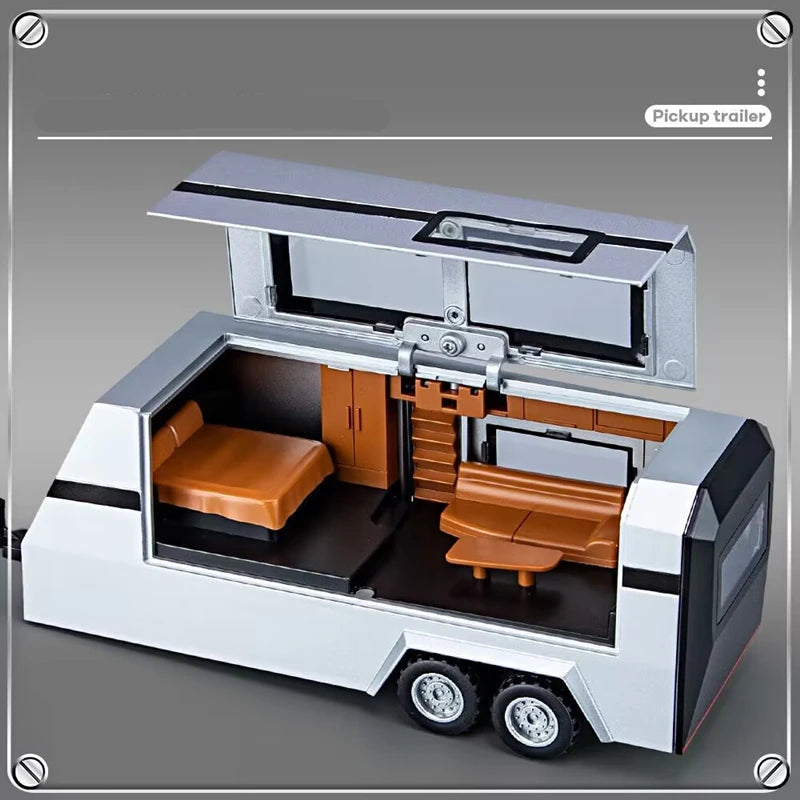 Miniatura de Caminhonete Cybertruck Trailer Caravan Escala 1/32