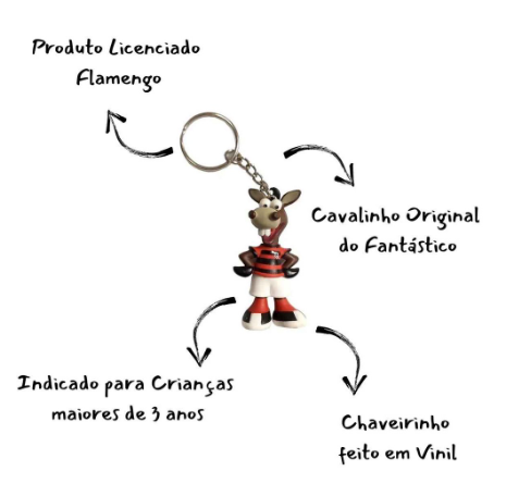 Chaveiro Cavalinho do Fantastico Flamengo - Pacote com 3